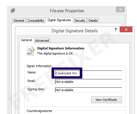 Screenshot of the Covecube Inc. certificate